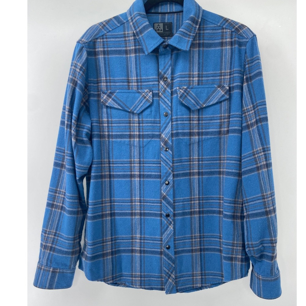 Magpul Flannel Shirt Mens Large Blue Plaid Pearl Snap Outdoor Rugged Work Hike